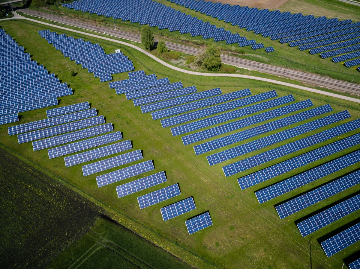 Photovoltaic power plant aerial view